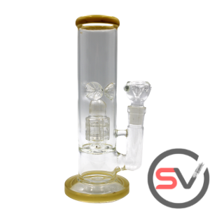 CYLINDER WATER PIPE WITH ICE CATCHER YELLOW 8inch